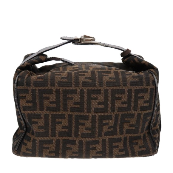 FENDI Zucca Canvas Vanity Pouch Brown Black Silver Auth 87877 - Picture 2 of 16
